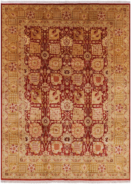 Red Peshawar Handmade Wool Area Rug - 9' 1" X 12' 6" - Golden Nile