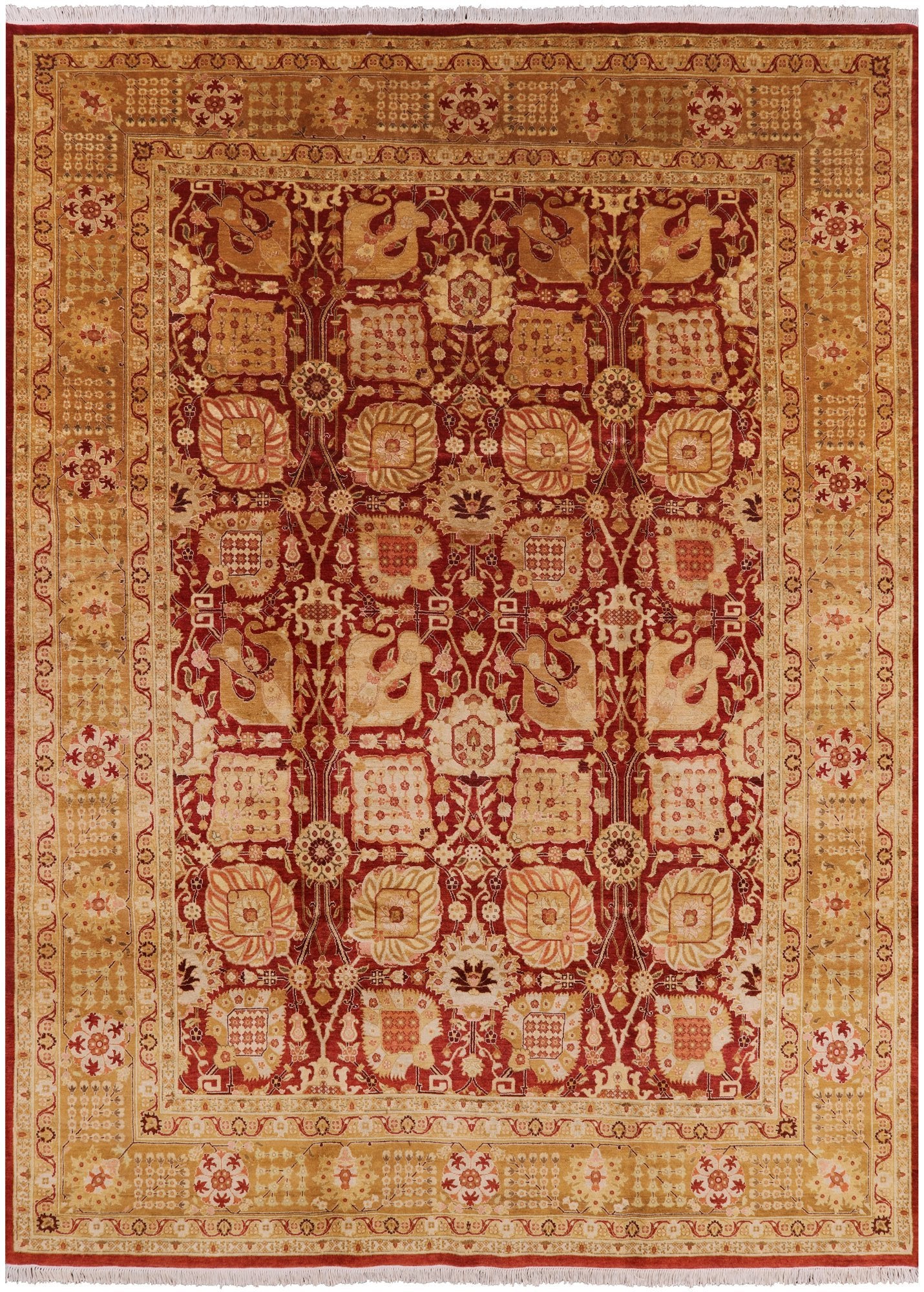 Red Peshawar Handmade Wool Area Rug - 9' 1" X 12' 6" - Golden Nile