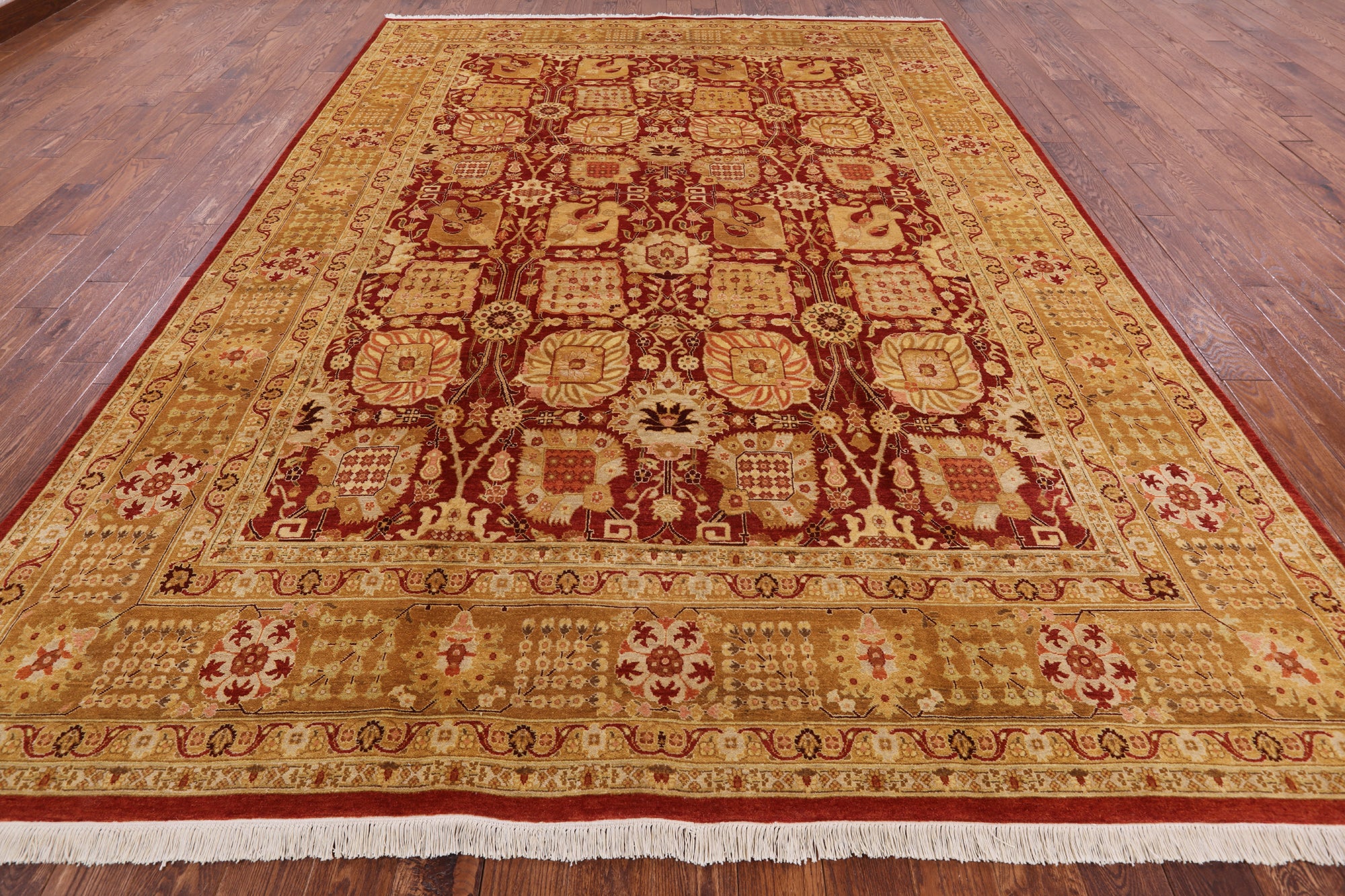 Red Peshawar Handmade Wool Area Rug - 9' 1" X 12' 6" - Golden Nile