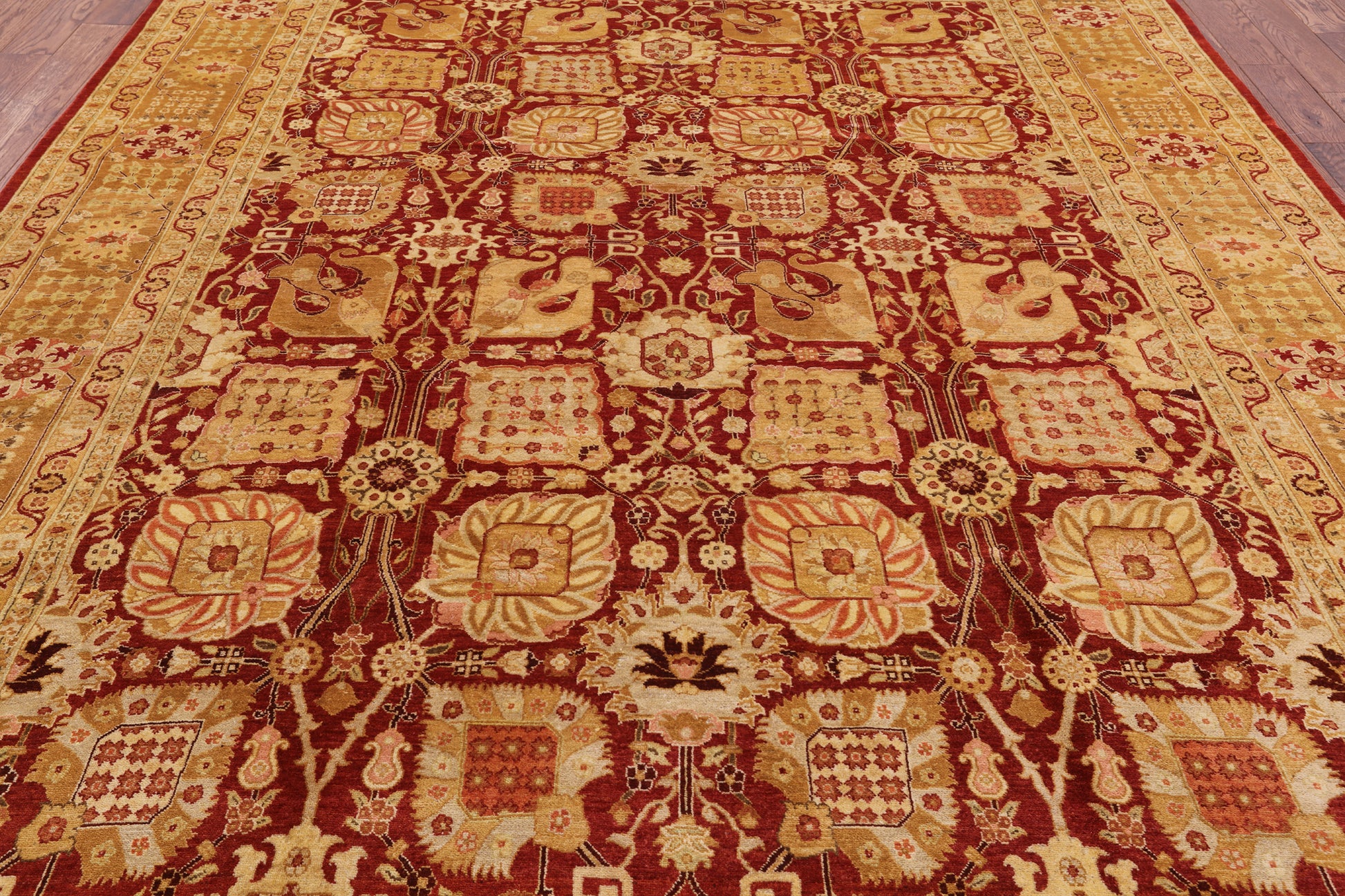 Red Peshawar Handmade Wool Area Rug - 9' 1" X 12' 6" - Golden Nile
