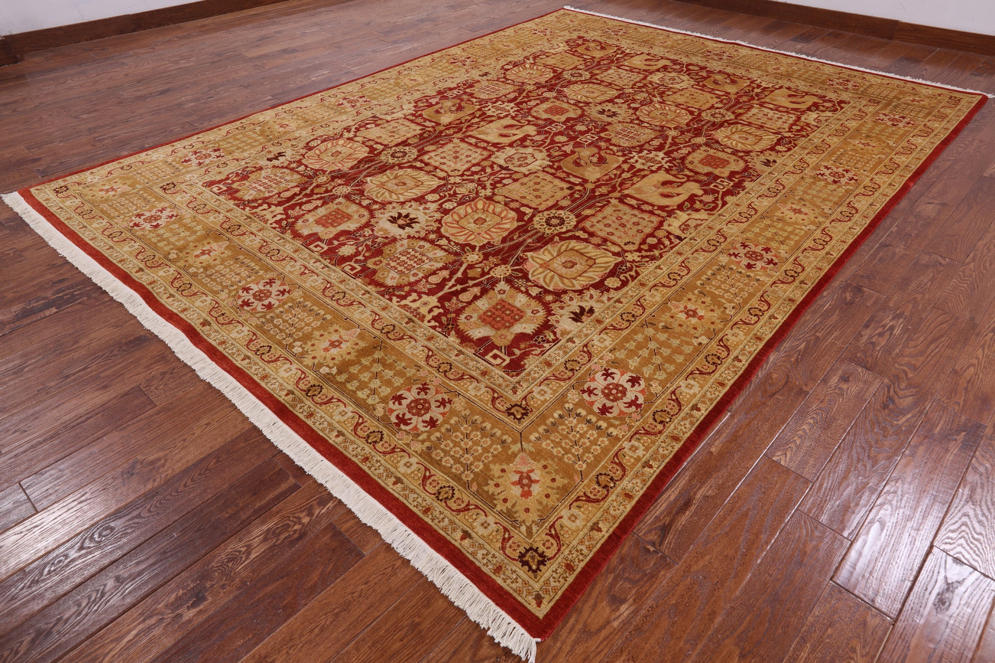 Red Peshawar Handmade Wool Area Rug - 9' 1" X 12' 6" - Golden Nile