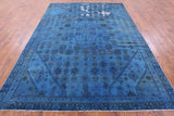 Blue Persian Overdyed Handmade Wool Area Rug - 7' 10" X 10' 9" - Golden Nile