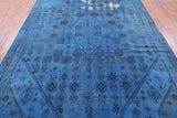 Blue Persian Overdyed Handmade Wool Area Rug - 7' 10" X 10' 9" - Golden Nile