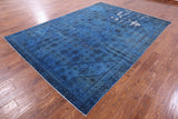 Blue Persian Overdyed Handmade Wool Area Rug - 7' 10" X 10' 9" - Golden Nile