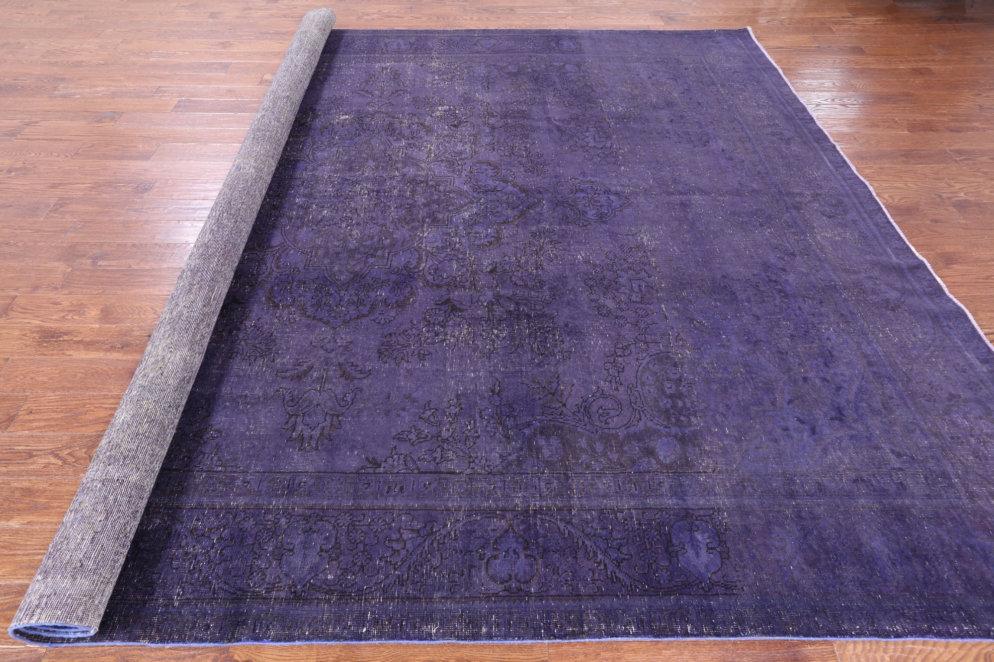 Purple Persian Overdyed Hand Knotted Wool Area Rug - 10' 3" X 12' 10" - Golden Nile