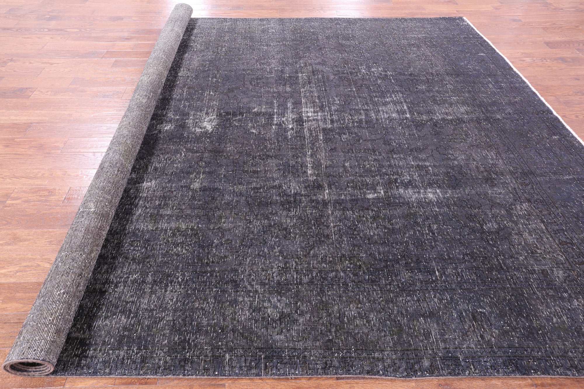 Grey Persian Overdyed Hand Knotted Wool Area Rug - 9' 6" X 13' 0" - Golden Nile