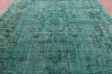 Green Persian Overdyed Hand Knotted Wool Rug - 9' 4" X 12' 8" - Golden Nile