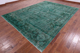 Green Persian Overdyed Hand Knotted Wool Rug - 9' 4" X 12' 8" - Golden Nile