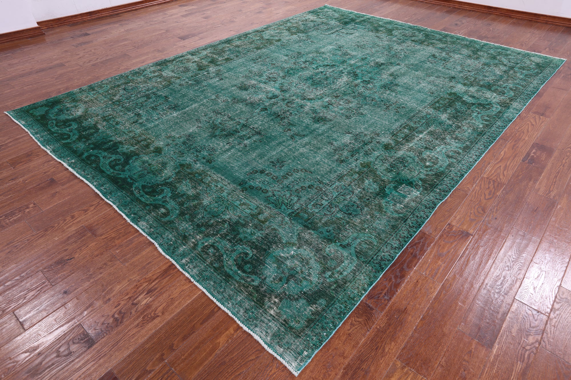 Green Persian Overdyed Hand Knotted Wool Rug - 9' 4" X 12' 8" - Golden Nile