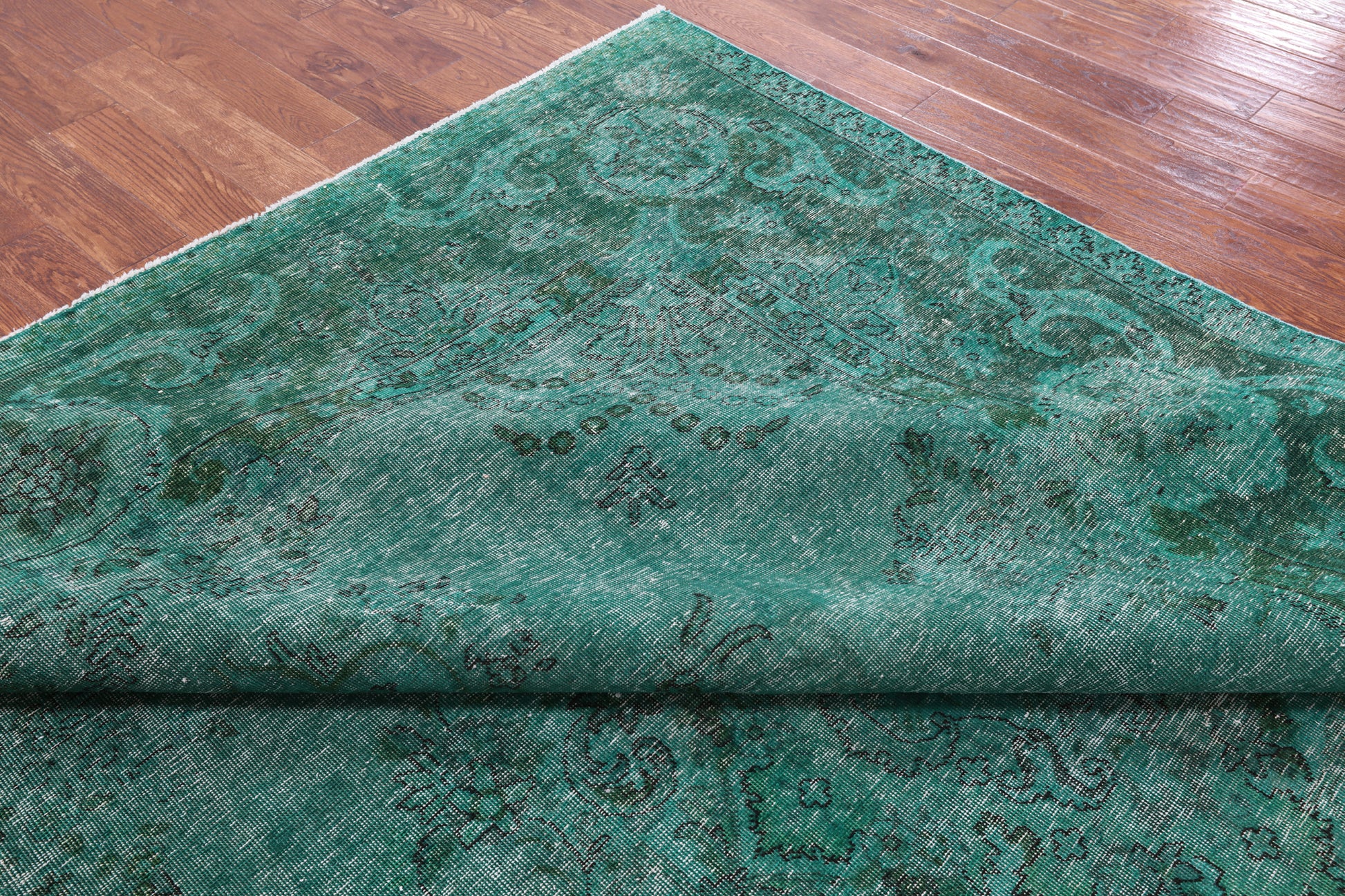 Green Persian Overdyed Hand Knotted Wool Rug - 9' 4" X 12' 8" - Golden Nile
