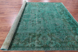 Green Persian Overdyed Hand Knotted Wool Rug - 9' 4" X 12' 8" - Golden Nile