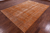 Orange Persian Overdyed Hand Knotted Wool Area Rug - 7' 9" X 10' 9" - Golden Nile