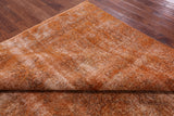 Orange Persian Overdyed Hand Knotted Wool Area Rug - 7' 9" X 10' 9" - Golden Nile