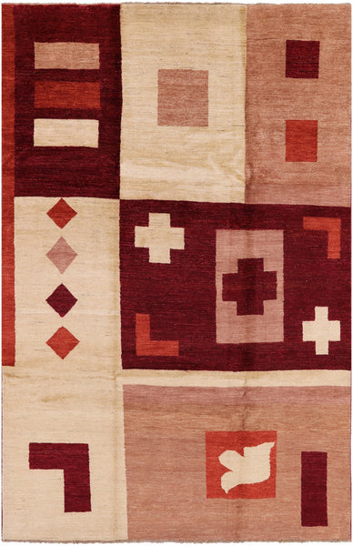 Persian Gabbeh Hand Knotted Wool Rug - 6' 8" X 10' 3" - Golden Nile