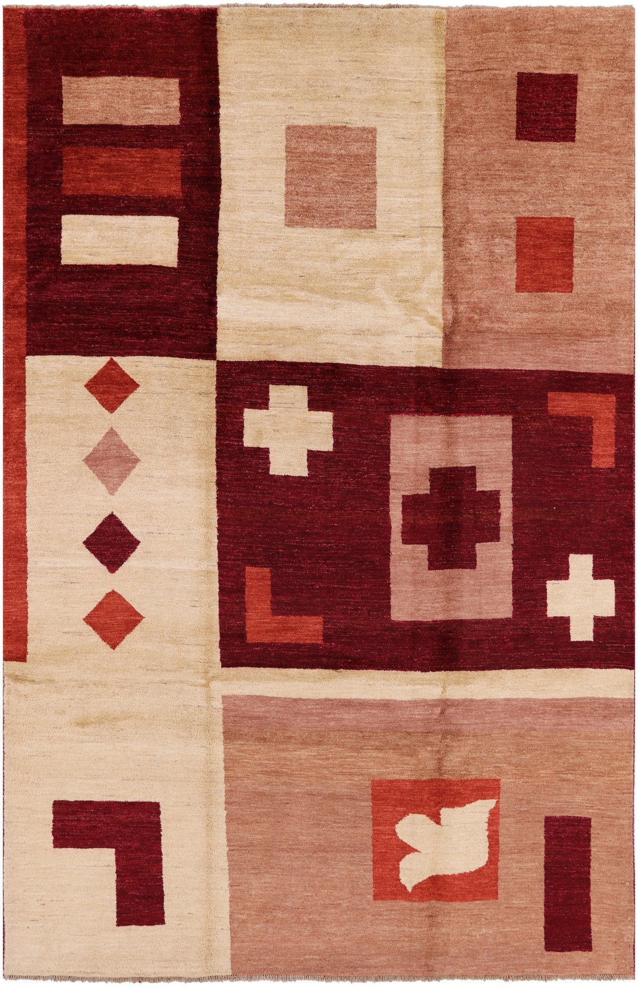 Persian Gabbeh Hand Knotted Wool Rug - 6' 8" X 10' 3" - Golden Nile