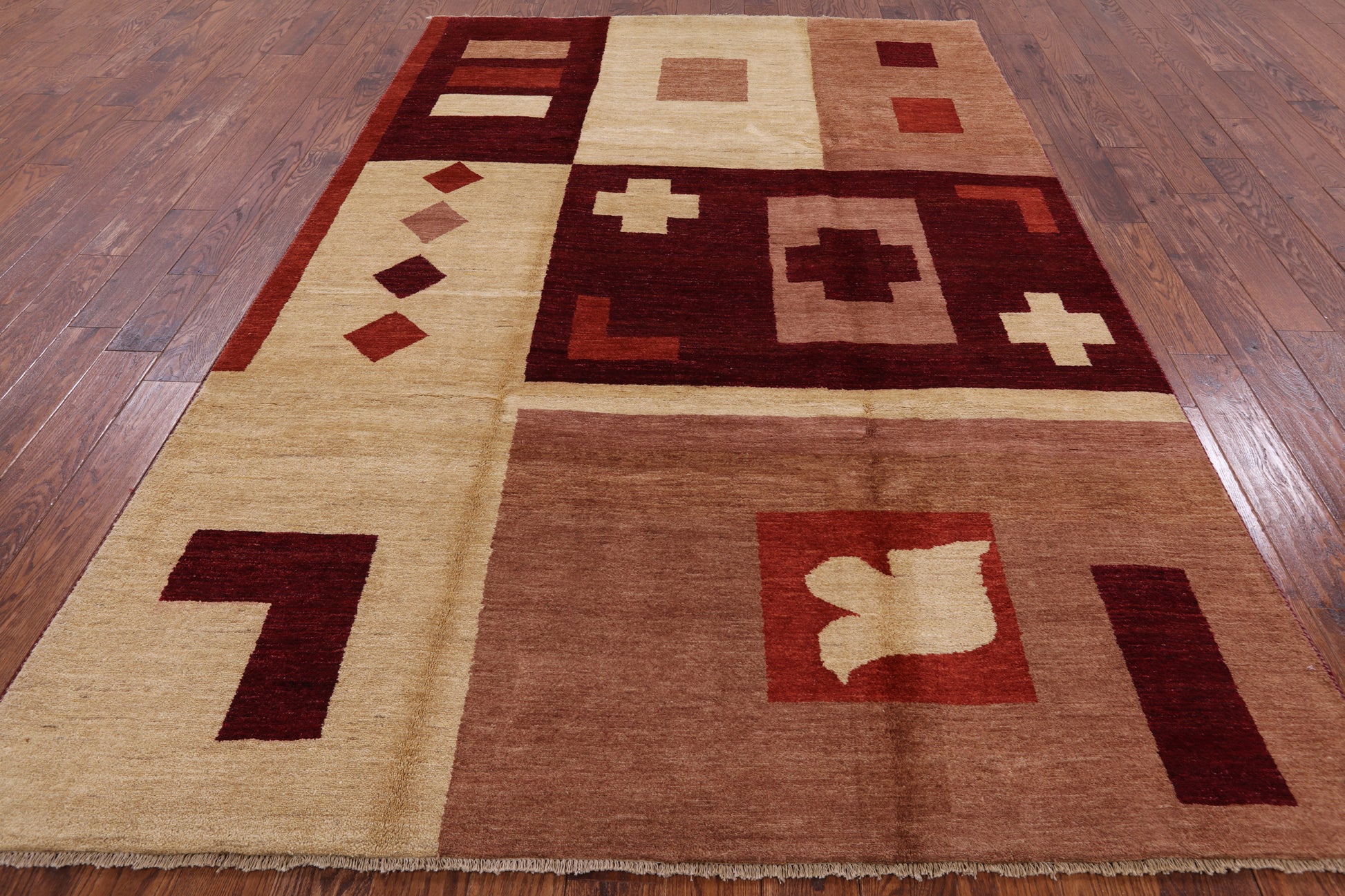 Persian Gabbeh Hand Knotted Wool Rug - 6' 8" X 10' 3" - Golden Nile