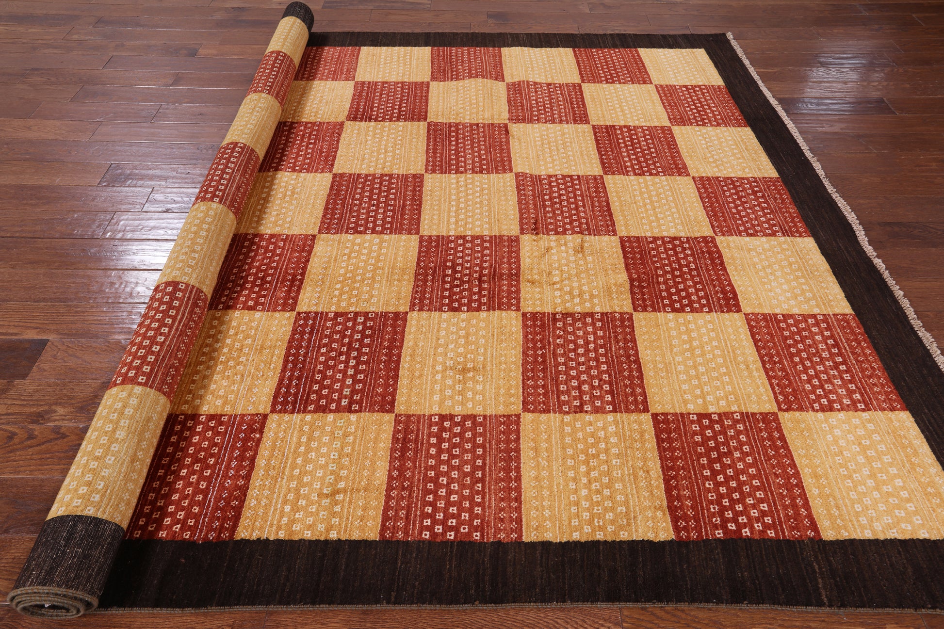Persian Gabbeh Handmade Wool Rug - 8' 1" X 9' 10" - Golden Nile