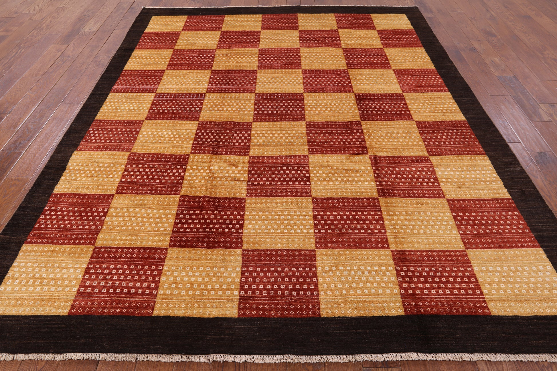 Persian Gabbeh Handmade Wool Rug - 8' 1" X 9' 10" - Golden Nile