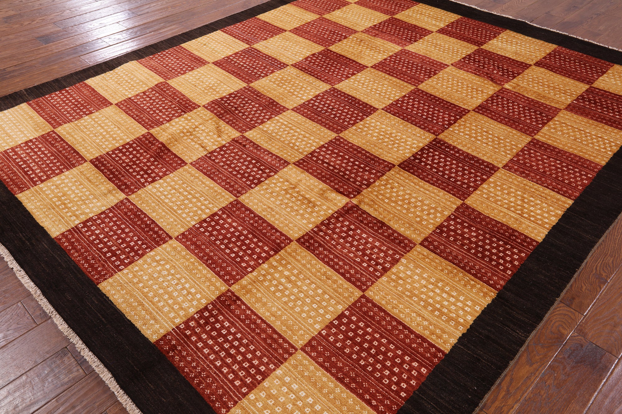 Persian Gabbeh Handmade Wool Rug - 8' 1" X 9' 10" - Golden Nile