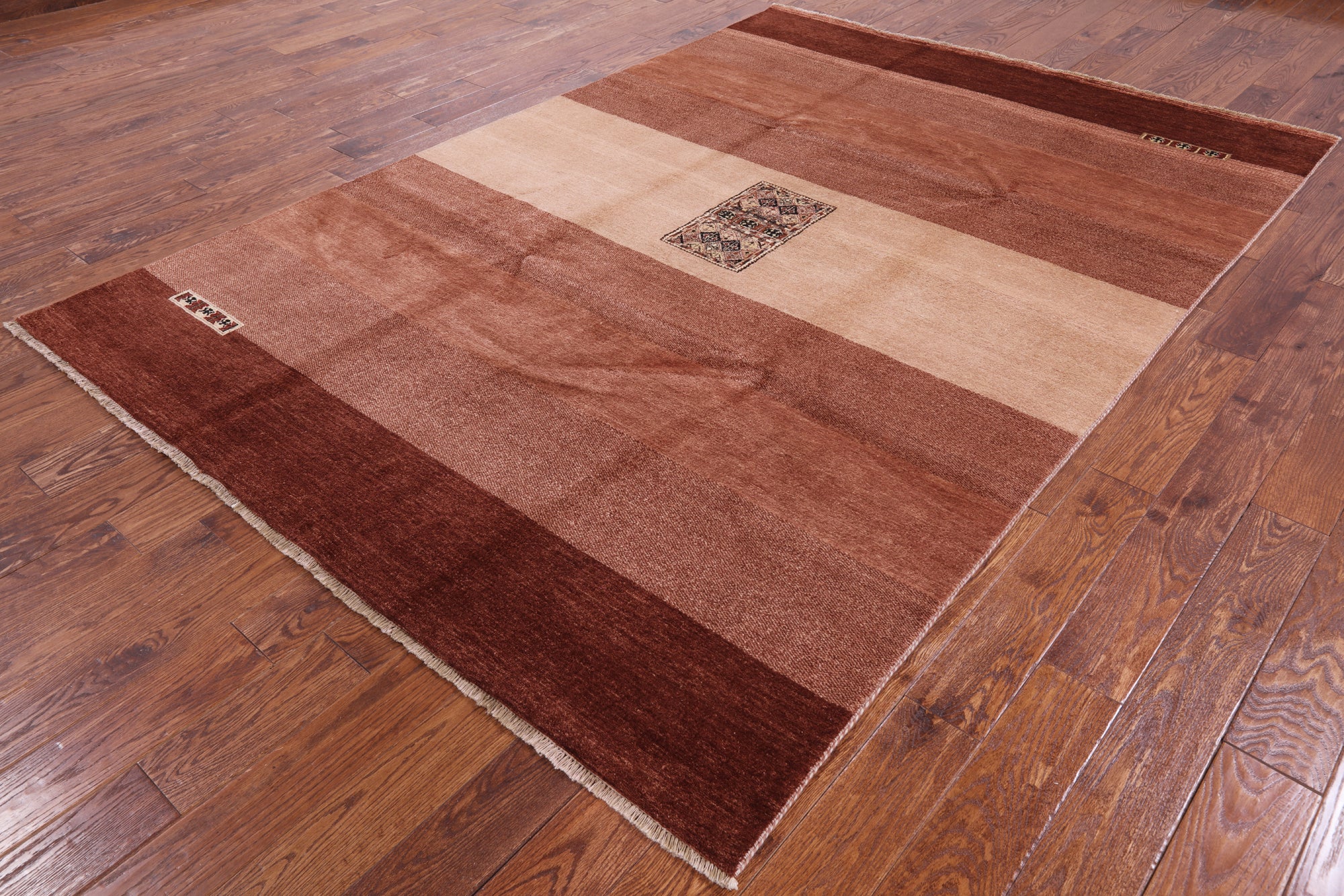 Tribal Persian Gabbeh Hand Knotted Wool Rug - 6' 8" X 9' 8" - Golden Nile
