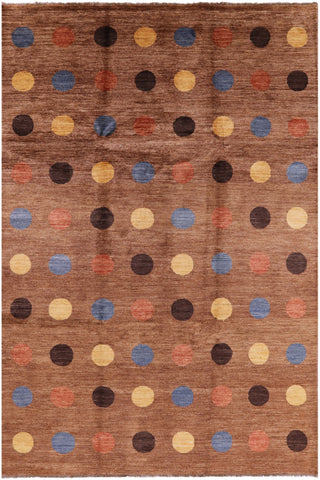 Brown Persian Gabbeh Hand Knotted Wool Rug - 6' 9