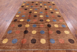Brown Persian Gabbeh Hand Knotted Wool Rug - 6' 9" X 10' 0" - Golden Nile