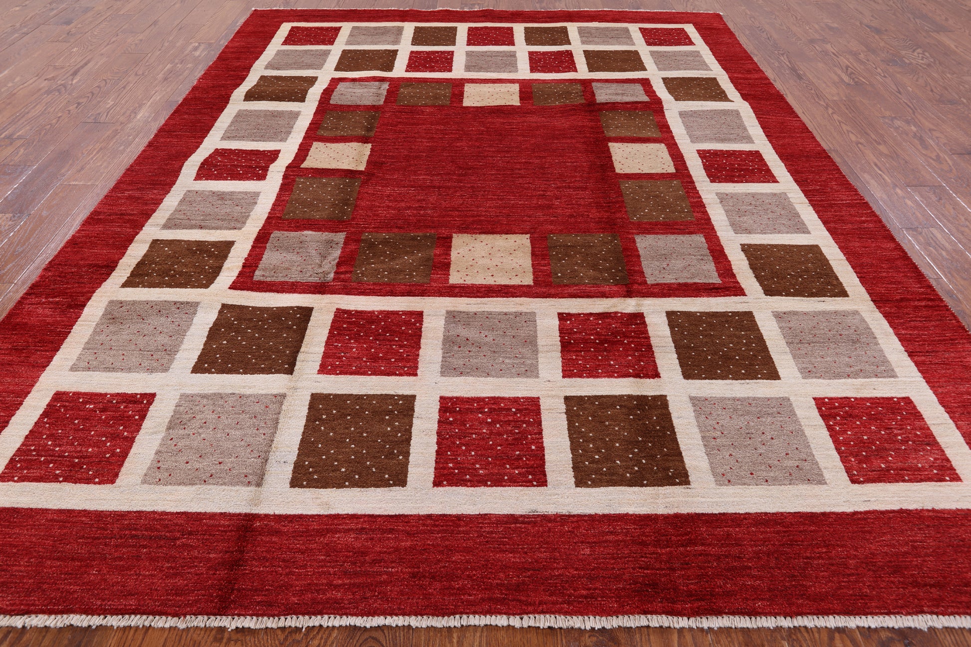 Red Persian Gabbeh Handmade Wool Area Rug - 8' 2" X 10' 6" - Golden Nile