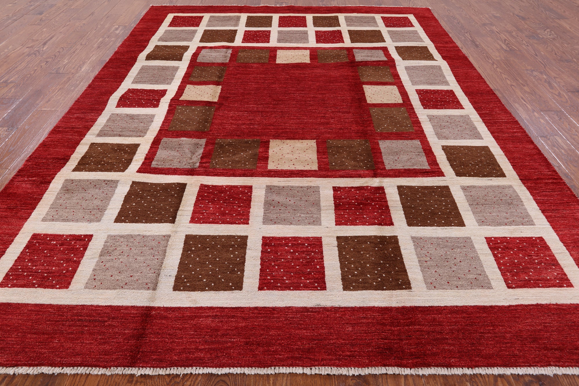 Red Persian Gabbeh Handmade Wool Area Rug - 8' 2" X 10' 6" - Golden Nile