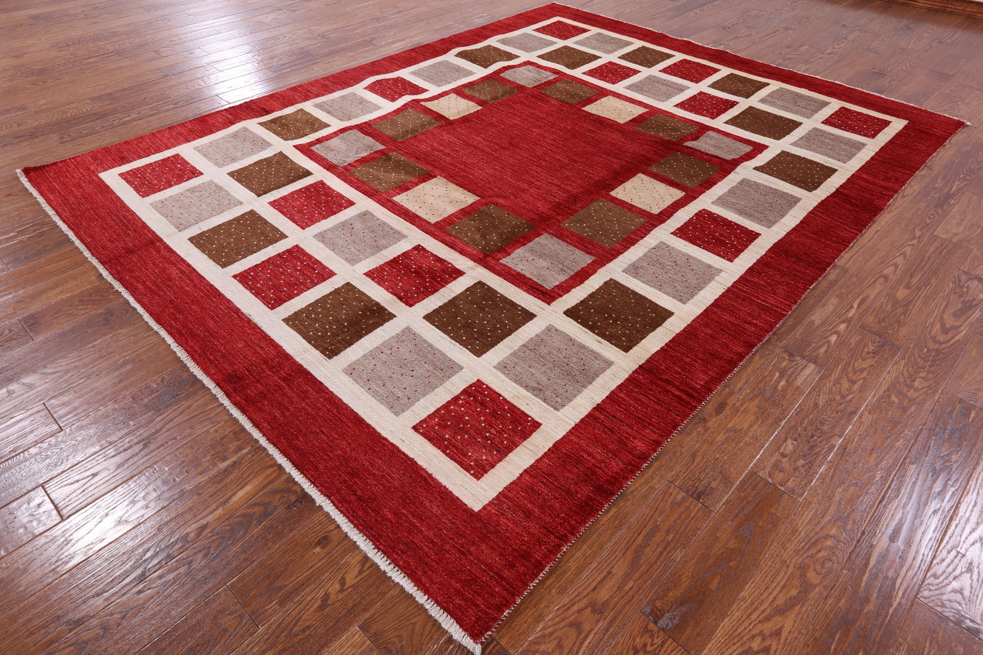 Red Persian Gabbeh Handmade Wool Area Rug - 8' 2" X 10' 6" - Golden Nile
