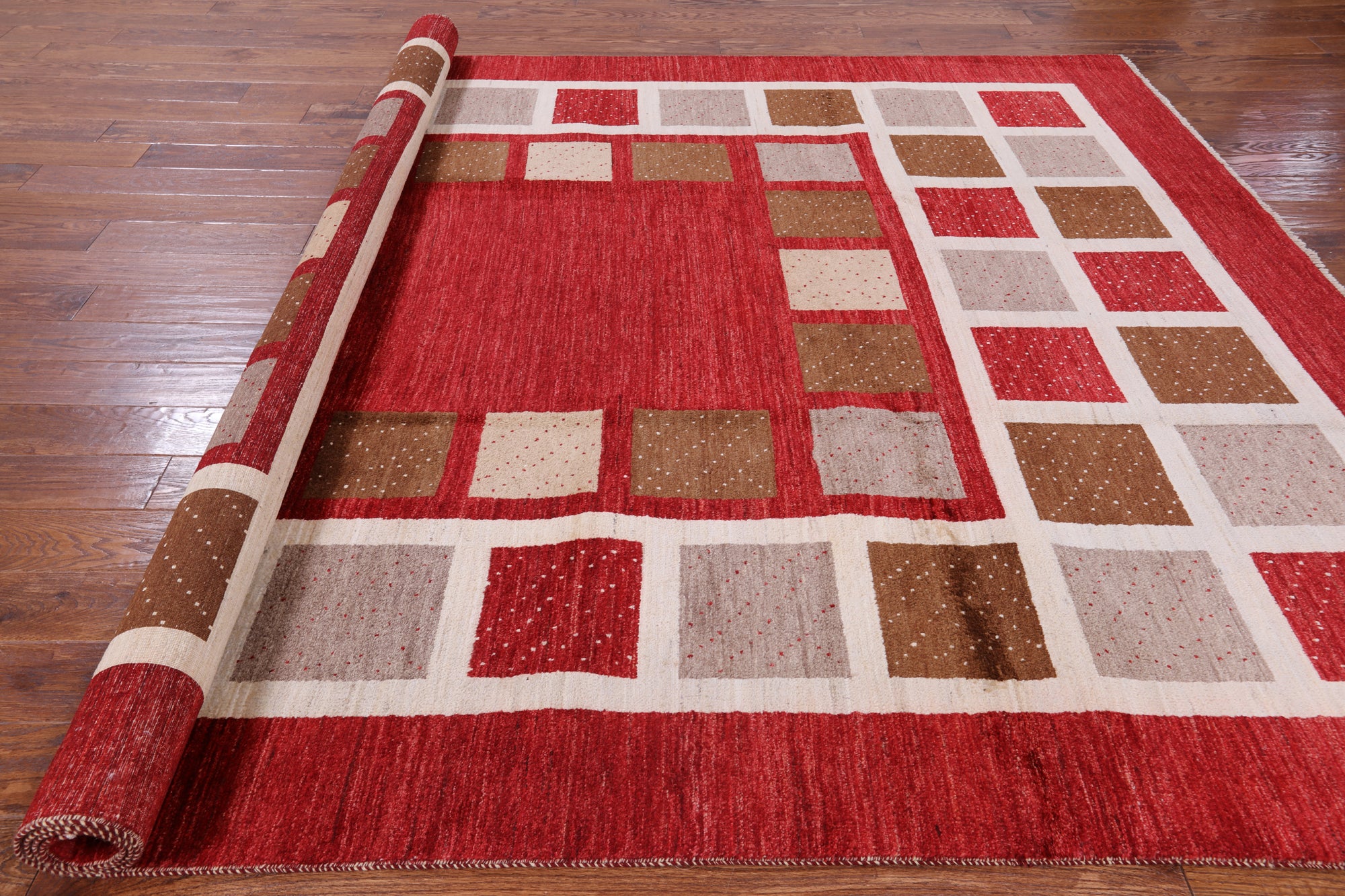 Red Persian Gabbeh Handmade Wool Area Rug - 8' 2" X 10' 6" - Golden Nile