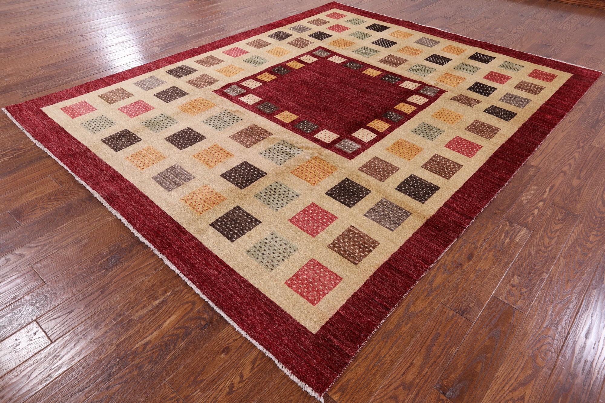Persian Gabbeh Hand Knotted Wool Rug - 8' 3" X 10' 4" - Golden Nile