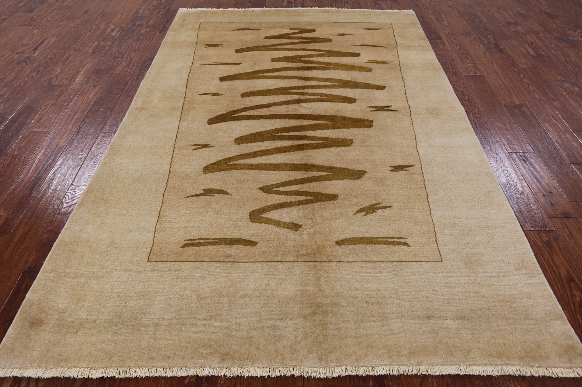 Ivory Persian Gabbeh Hand Knotted Wool Area Rug - 6' 1" X 9' 1" - Golden Nile