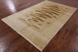 Ivory Persian Gabbeh Hand Knotted Wool Area Rug - 6' 1" X 9' 1" - Golden Nile