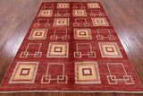 Red Persian Gabbeh Hand Knotted Wool Area Rug - 5' 9" X 8' 6" - Golden Nile