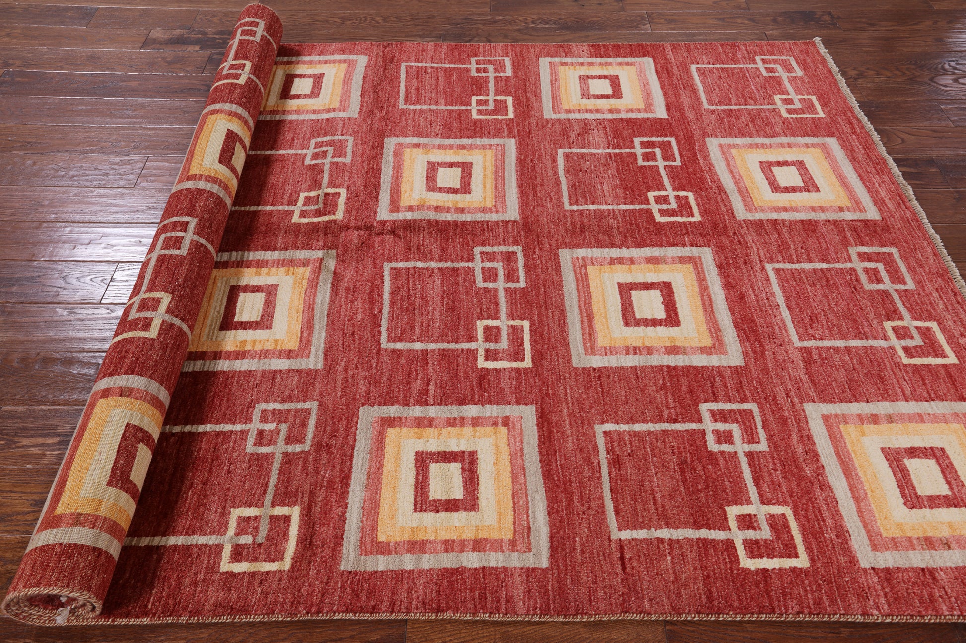 Red Persian Gabbeh Hand Knotted Wool Area Rug - 5' 9" X 8' 6" - Golden Nile