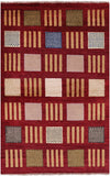 Red Tribal Gabbeh Hand Knotted Wool Rug - 4' 2" X 6' 4" - Golden Nile