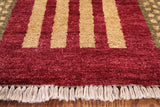 Red Tribal Gabbeh Hand Knotted Wool Rug - 4' 2" X 6' 4" - Golden Nile