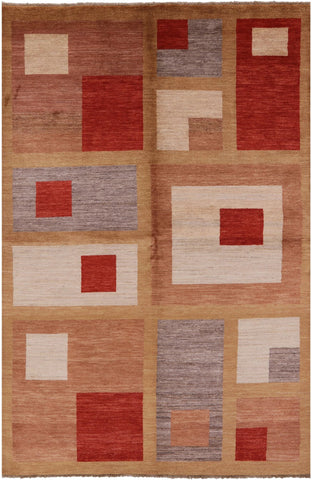 Persian Gabbeh Hand Knotted Wool Rug - 5' 7