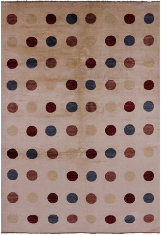 Ivory Persian Gabbeh Hand Knotted Wool Rug - 6' 8