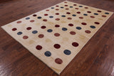 Ivory Persian Gabbeh Hand Knotted Wool Rug - 6' 8" X 9' 7" - Golden Nile
