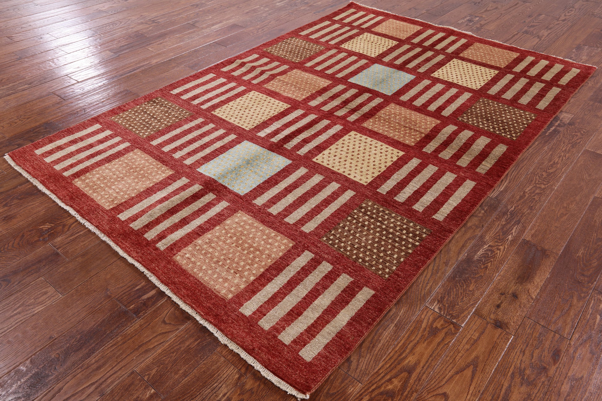 Tribal Gabbeh Handmade Wool Rug - 5' 8" X 8' 7" - Golden Nile