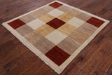 Square Tribal Gabbeh Handmade Wool Rug - 5' 1" X 5' 2" - Golden Nile