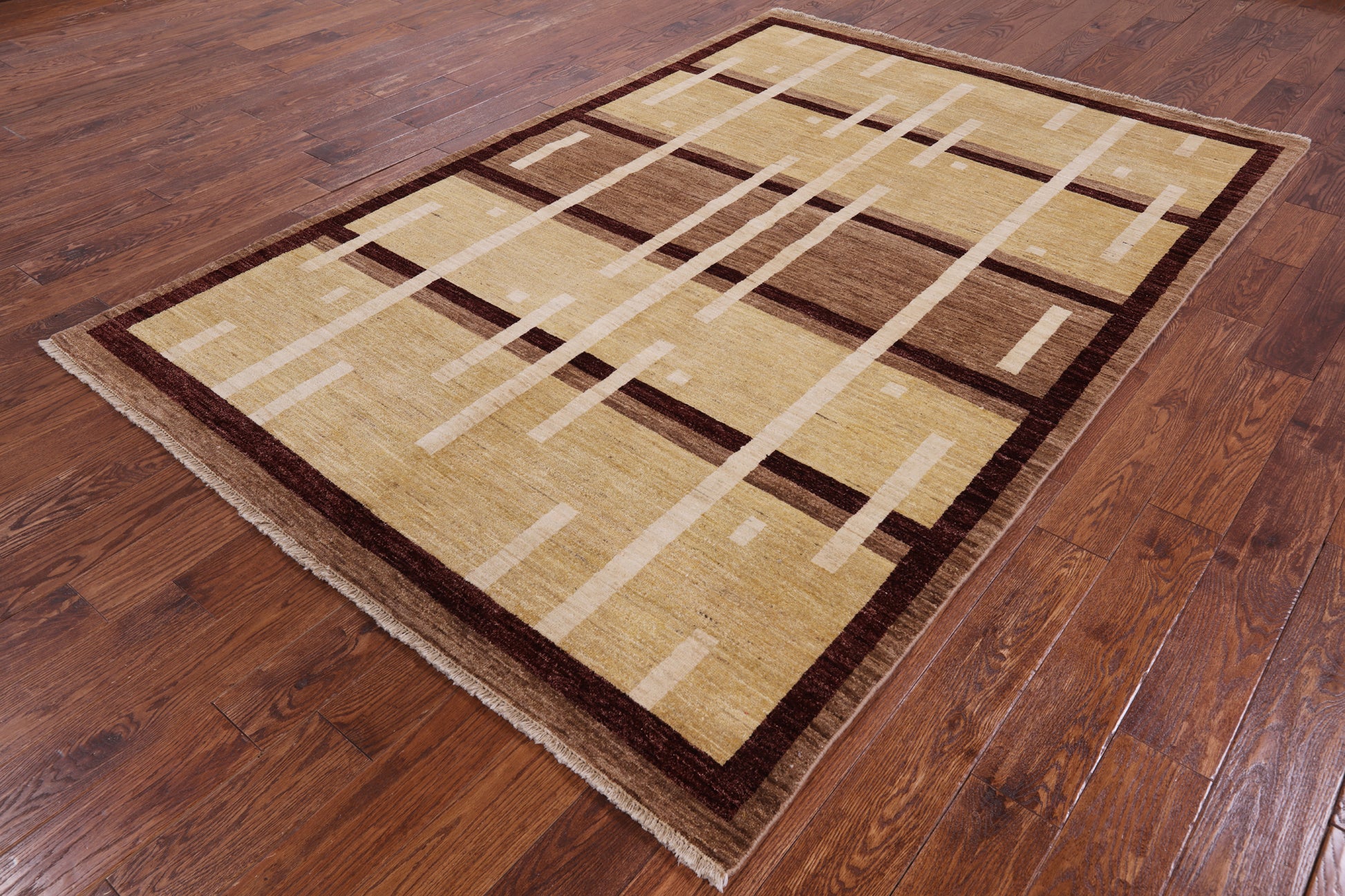 Persian Gabbeh Hand Knotted Wool Area Rug - 6' 0" X 8' 10" - Golden Nile