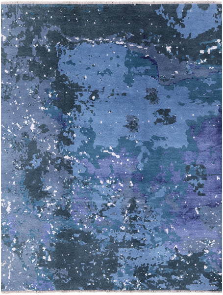 Modern Abstract Hand Knotted Wool & Silk Rug - 9' 2" X 11' 10" - Golden Nile