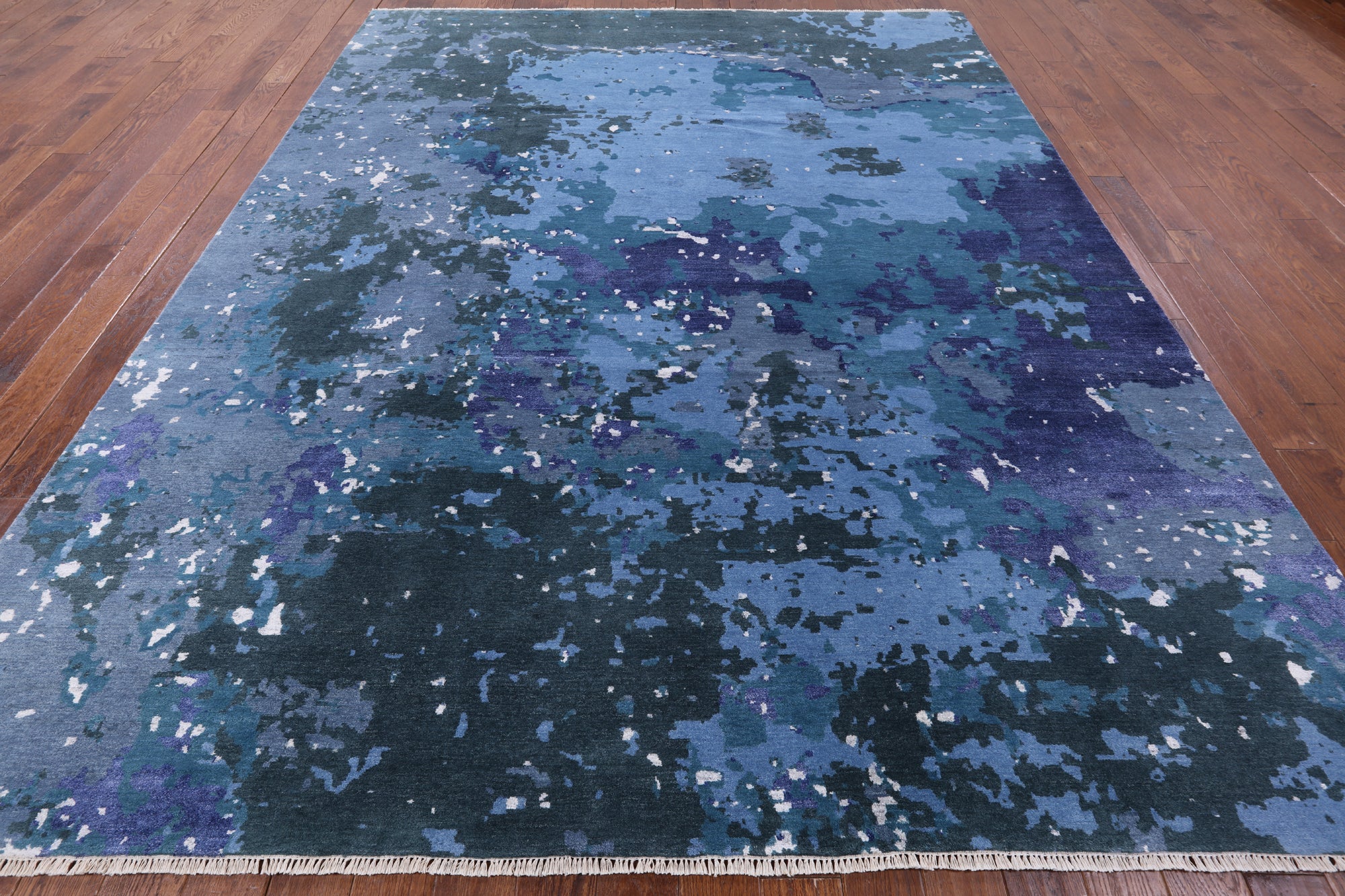 Modern Abstract Hand Knotted Wool & Silk Rug - 9' 2" X 11' 10" - Golden Nile