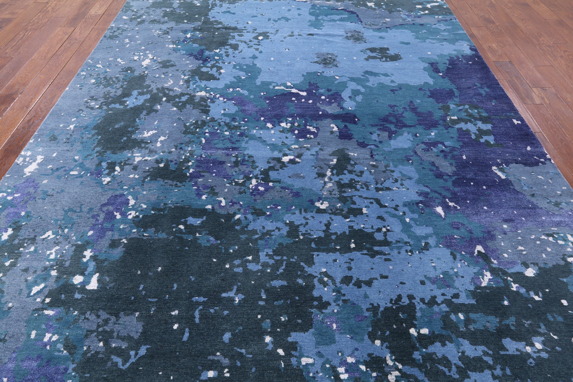 Modern Abstract Hand Knotted Wool & Silk Rug - 9' 2" X 11' 10" - Golden Nile