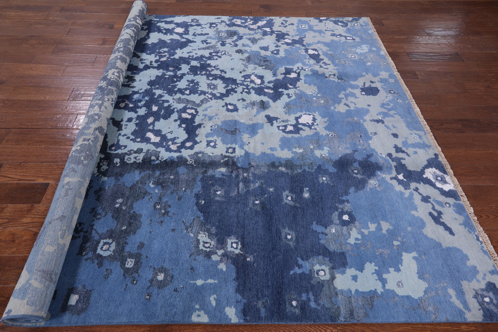 Abstract Hand Knotted Wool & Silk Area Rug - 8' 1" X 10' 2" - Golden Nile