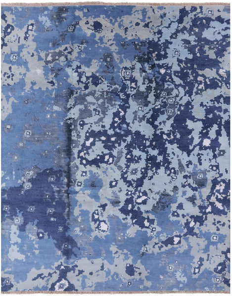 Abstract Hand Knotted Wool & Silk Area Rug - 8' 1" X 10' 2" - Golden Nile