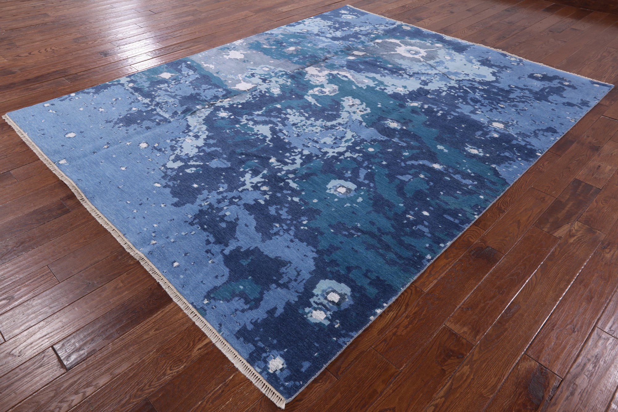 Abstract Modern Hand Knotted Wool & Silk Rug - 8' 2" X 10' 4" - Golden Nile