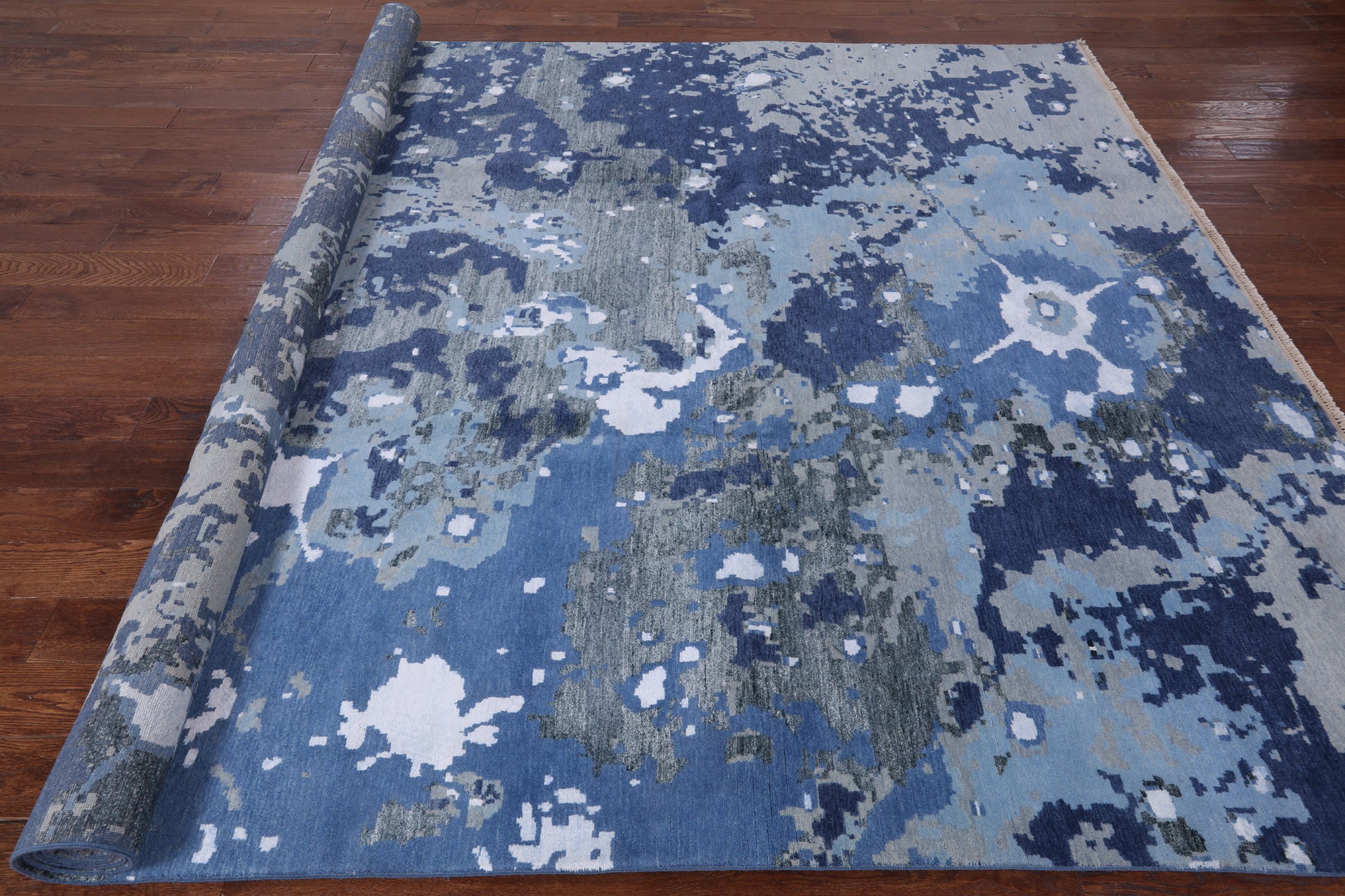Modern Handmade Wool & Silk Rug - 9' 1" X 12' 1" - Golden Nile